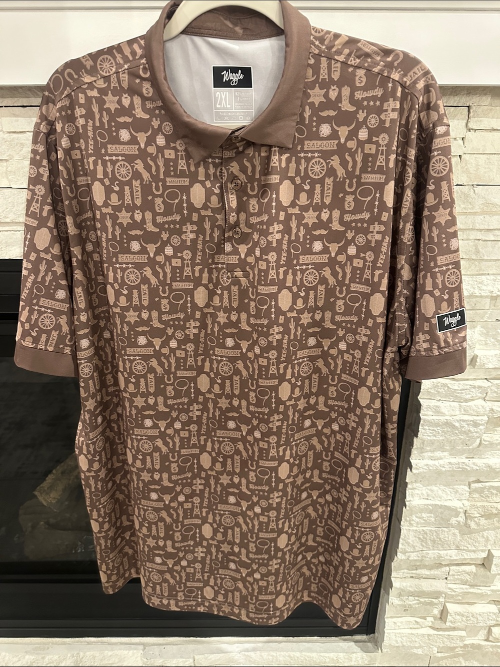 Waggle Men's Brown Patterned Polo Shirt - XXL